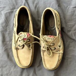 Sperry Beige and Pink Boat Shoes